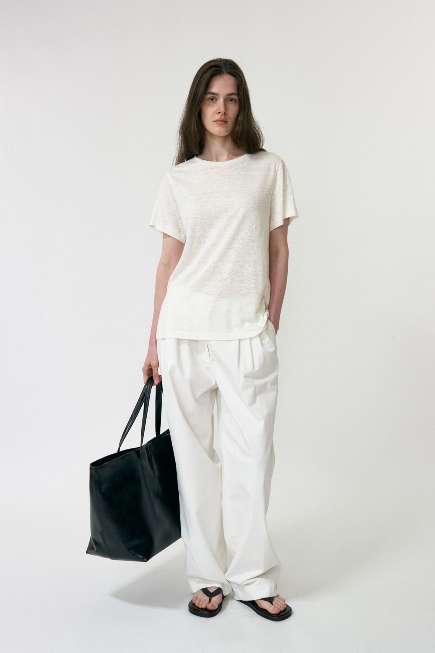Nothing Written Lena Tuck pants white worn front view