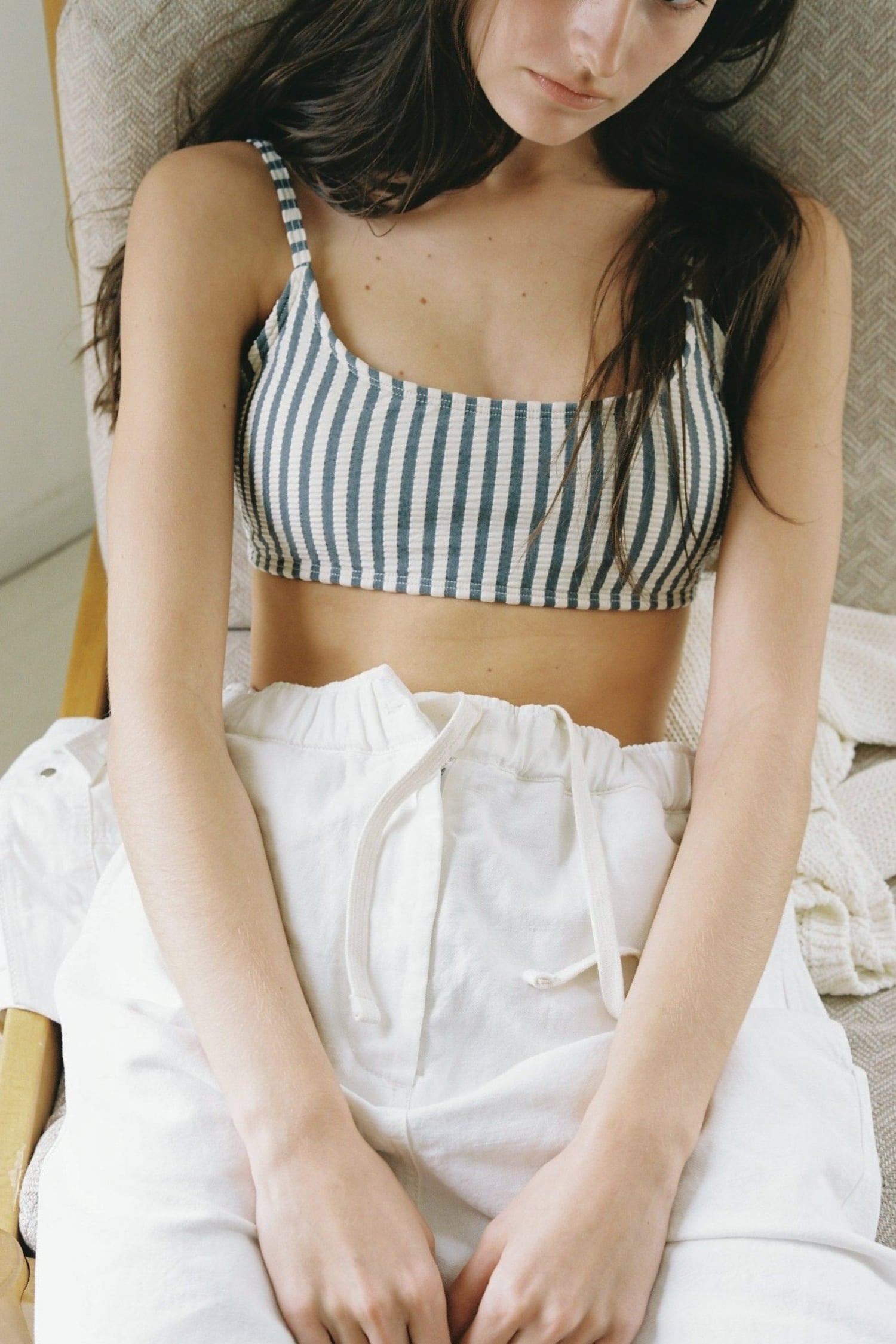 Nothing Written Linen Shorts white worn lifestyle detail